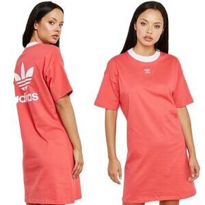 adidas Originals Trefoil T-Shirt Dress in Core Pink Size Large Women's